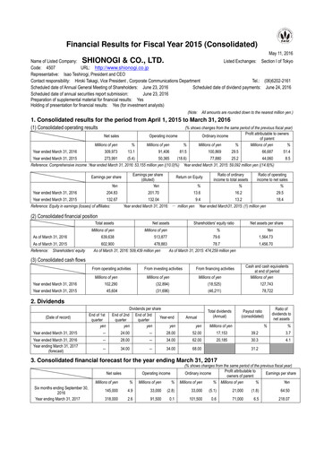 Thumbnail Shionogi
 Financial Report fy2015