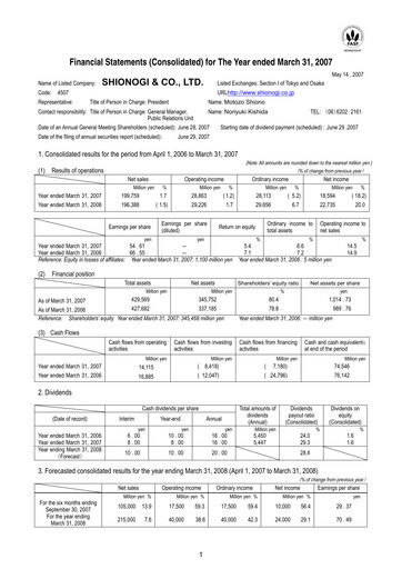 Thumbnail Shionogi
 Financial Statement fy2006