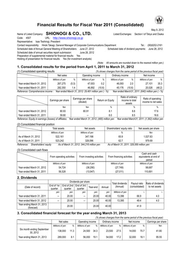 Thumbnail Shionogi
 Financial Statement fy2011