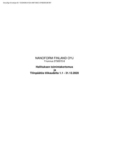 Thumbnail Nanoform Finland Financial Statement 2020