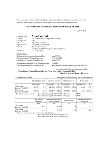 Thumbnail Aeon Financial Report fy2015