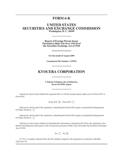 Thumbnail Kyocera
 Quarterly Report 2009-q1