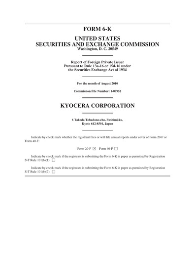 Thumbnail Kyocera
 Quarterly Report 2010-q1