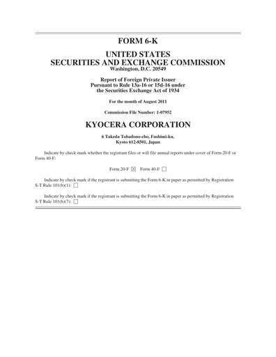 Thumbnail Kyocera
 Quarterly Report 2011-q1