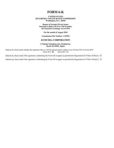 Thumbnail Kyocera
 Quarterly Report 2016-q1