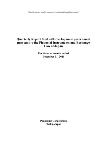 Miniature Panasonic Bilan financier 2021-9m