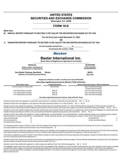 Thumbnail Baxter Annual Report 2023