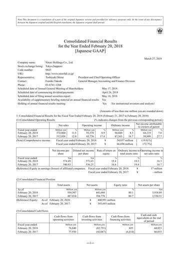 Vorschaubild Nitori Holdings
 Finanzbericht 2018