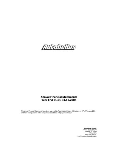 Thumbnail Autohellas Financial Statement 2005