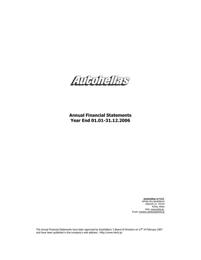 Thumbnail Autohellas Financial Statement 2006