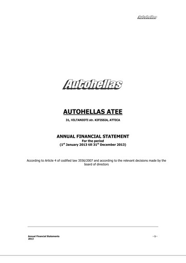 Thumbnail Autohellas Financial Statement 2013