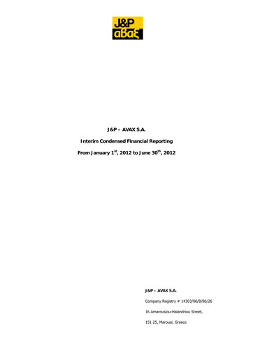 Miniature Avax S.A. Rapport semestriel 2012-h1