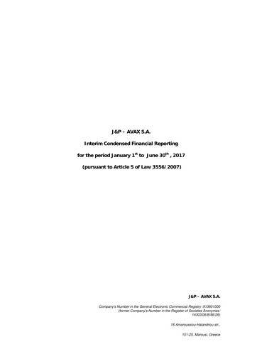 Miniature Avax S.A. Rapport semestriel 2017-h1