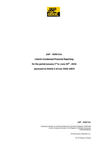 Miniature Avax S.A. Rapport semestriel 2018-h1