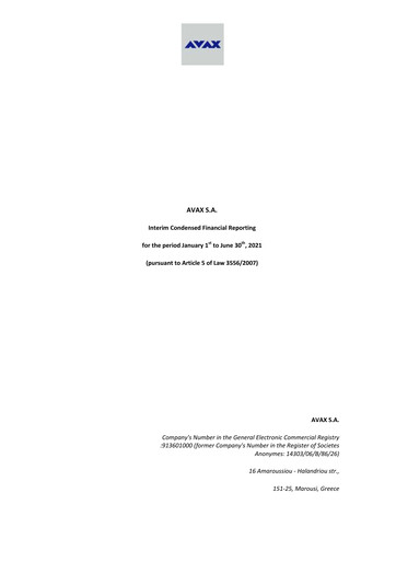 Miniature Avax S.A. Rapport semestriel 2021-h1