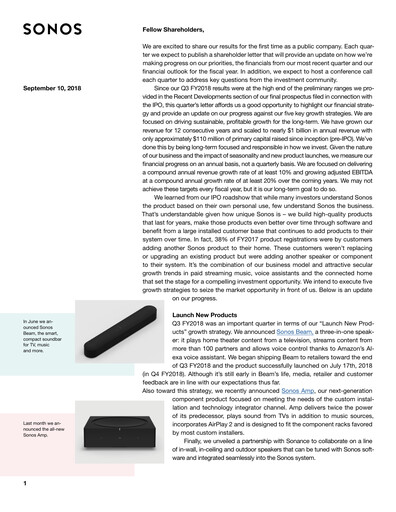 Thumbnail Sonos
 Quarterly Report 2018-q3