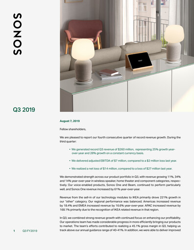 Thumbnail Sonos
 Quarterly Report 2019-q3