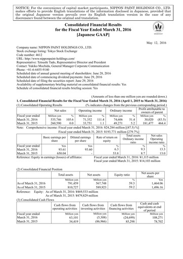 Thumbnail Nippon Paint
 Financial Statement fy2015