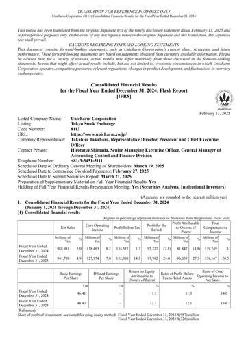Thumbnail Unicharm
 Financial Statement 2024