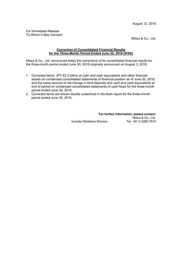 Thumbnail Mitsui Bussan
 Financial Statement 2016-q1