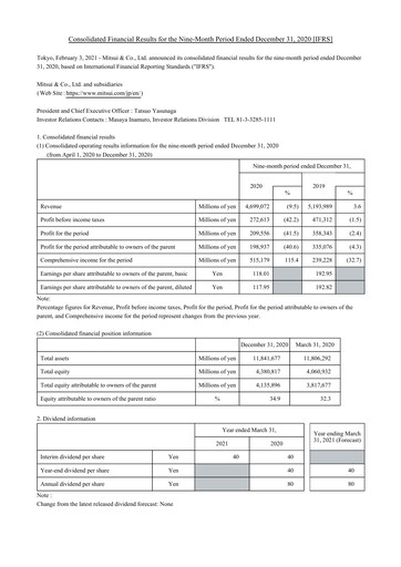 Thumbnail Mitsui Bussan
 Financial Statement 2020-9m