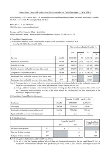 Thumbnail Mitsui Bussan
 Financial Statement 2024-9m