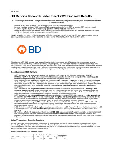 Thumbnail Becton Dickinson Quarterly Report 2023-q2