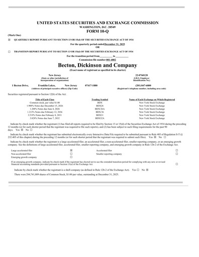 Thumbnail Becton Dickinson Quarterly Report 2026-q1