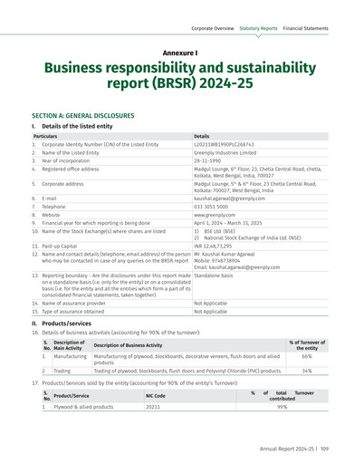 Thumbnail Greenply
 Sustainability Report 2024-2025