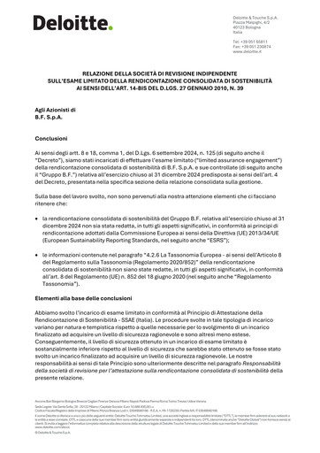 Thumbnail B.F. S.p.A. Sustainability Report 2024