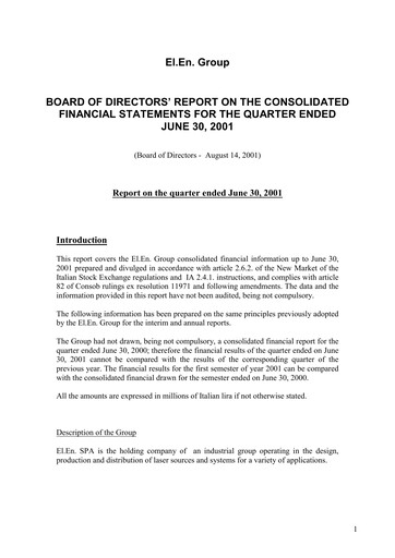 Vorschaubild EL.En. S.p.A. (Elen Group) Quartalsbericht 2001-q2