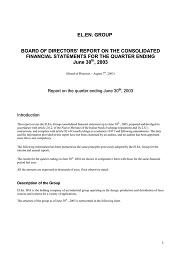 Vorschaubild EL.En. S.p.A. (Elen Group) Quartalsbericht 2003-q2