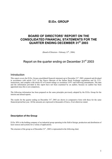 Vorschaubild EL.En. S.p.A. (Elen Group) Quartalsbericht 2003-q4