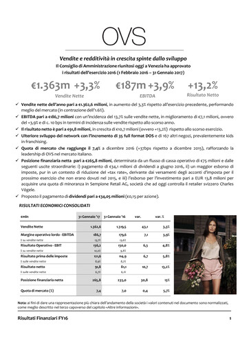 Thumbnail OVS S.p.A. Financial Report 2016
