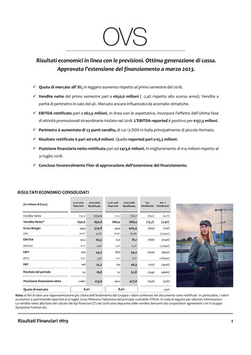 Thumbnail OVS S.p.A. Half-year Report 2019-h1