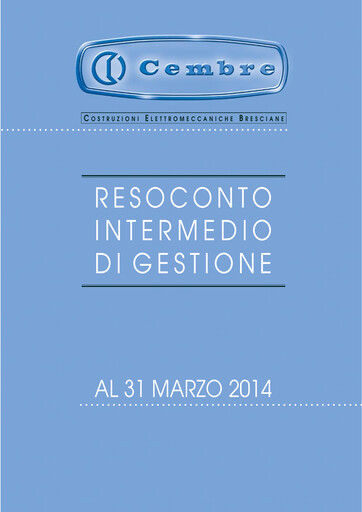 Thumbnail Cembre S.p.A. Quarterly Report 2014-q1