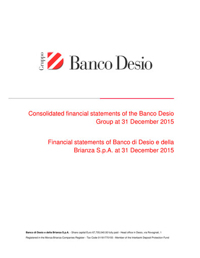 Thumbnail Banco di Desio e della Brianza Financial Statement 2015