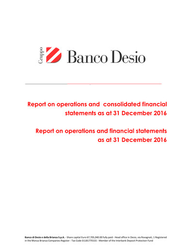 Thumbnail Banco di Desio e della Brianza Financial Statement 2016