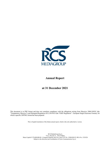 Thumbnail RCS MediaGroup Annual Report 2021