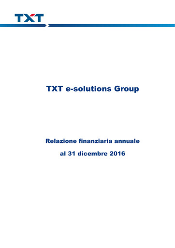 Thumbnail TXT e-solutions Annual Report 2016