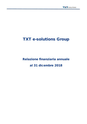 Thumbnail TXT e-solutions Annual Report 2018