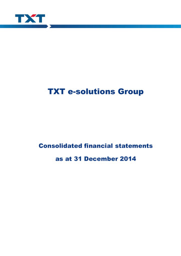 Thumbnail TXT e-solutions Financial Statement 2014