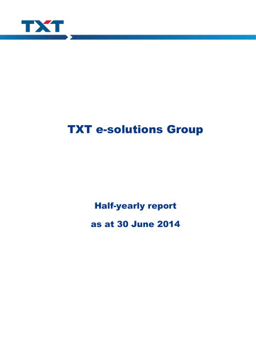 Thumbnail TXT e-solutions Half-year Report 2014-h1