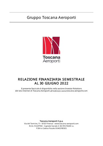 Thumbnail Toscana Aeroporti Financial Report 2022-h1