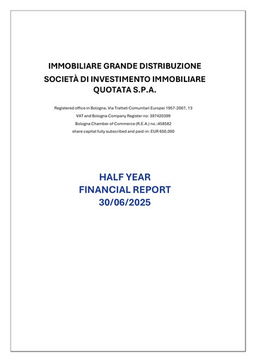 Thumbnail Immobiliare Grande Distribuzione SIIQ Half-year Report 2025-h1