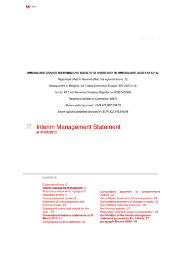 Thumbnail Immobiliare Grande Distribuzione SIIQ Quarterly Report 2013-q1