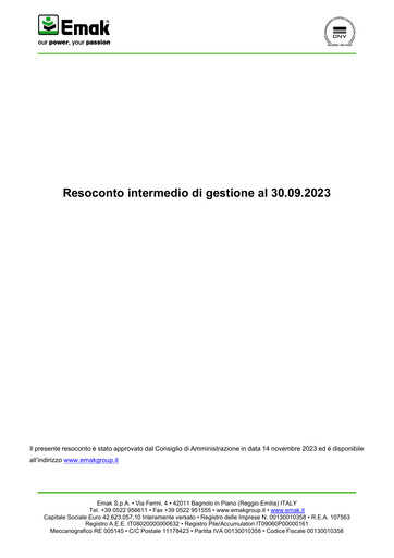 Thumbnail Emak S.p.A. Quarterly Report 2023-q3