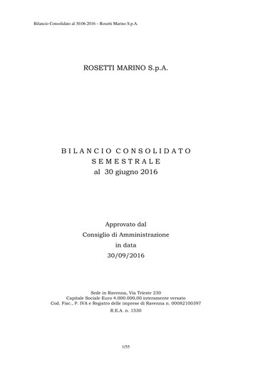 Thumbnail Rosetti Marino Half-year Report 2016-h1