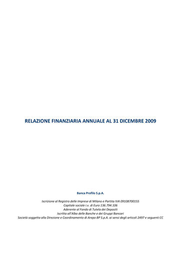 Thumbnail Banca Profilo Annual Report 2009