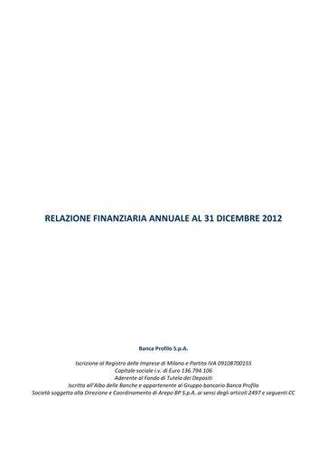 Thumbnail Banca Profilo Annual Report 2012